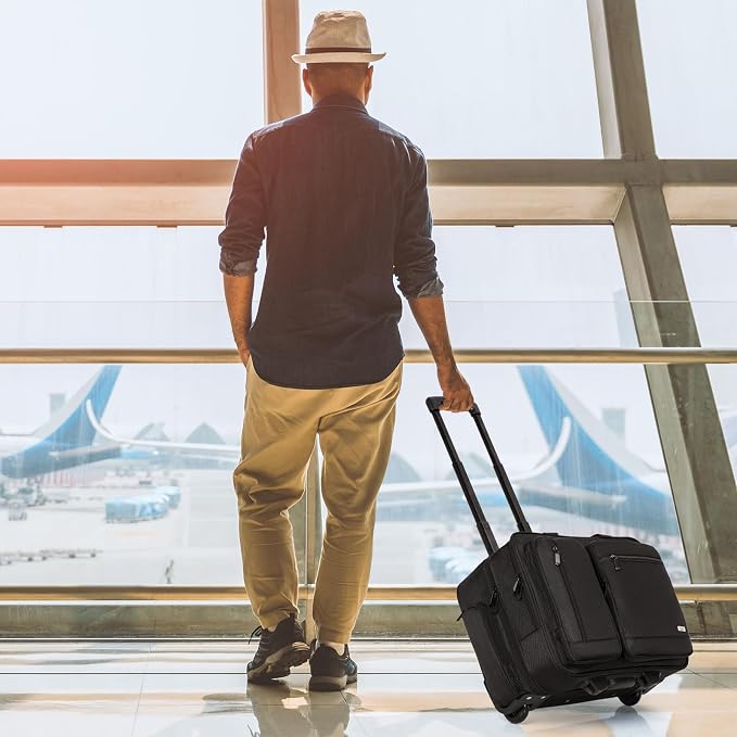 Rolling Laptop Bag, Wheeled Briefcase 17.3 inch Rolling Briefcase, Overnight Roller Bag, Repellent Travel Roller Underseat Bag