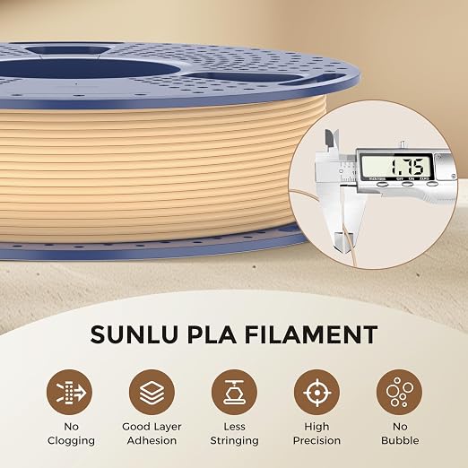 250g Wood PLA Filament 1.75mm Beginner Bundle, SUNLU 3D Printer Filament, Real Wood Fiber PLA, 250g Spool, 4 Rolls, Walnut+Logs+Cherry+Maple