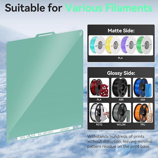 Energy-Saving Cold Build Plate for Bambu Lab X2D/P2S/P1S/A1/P1P/X1C/X1/X1E 3D Printers,257x257mm Double Sided Glossy+Matte Low-Temperature Print,Strong-Adhesion Platform(No Glue Required)-1PCS