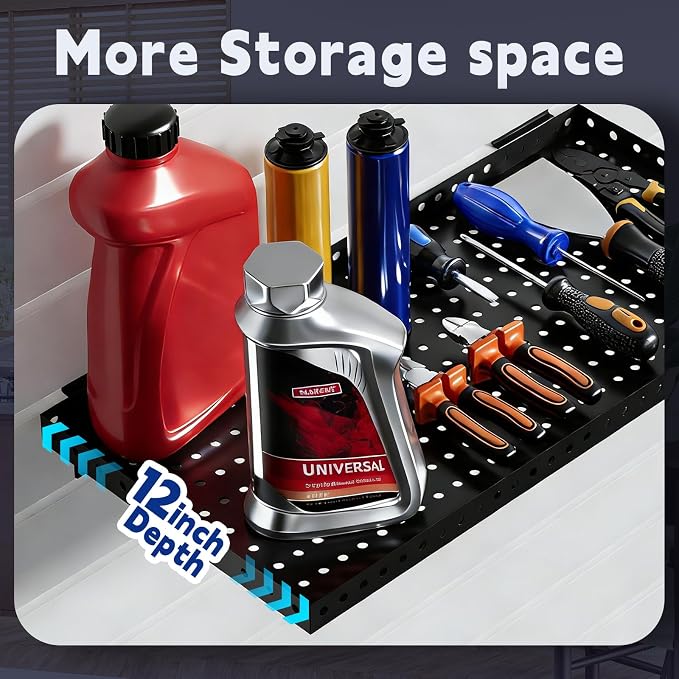 Heavy Duty Slatwall Shelf 30x12Inch, Steel Slatwall Accessories Storage Rack for Garage, Retail, Workshop (2, 30x12Inch)