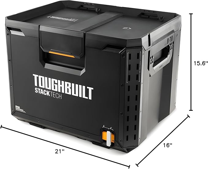 ToughBuilt StackTech XL Tool box Organizer with Lock and Removable Tray, Black