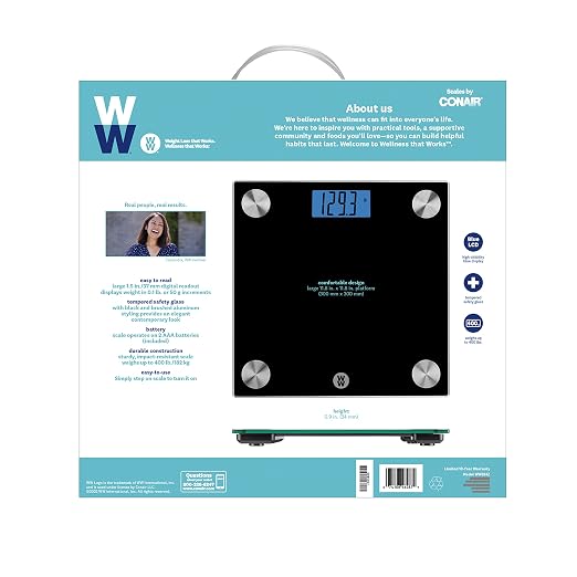 Weight Watchers Scales by Conair Scale for Body Weight, Digital Bathroom Scale in Black