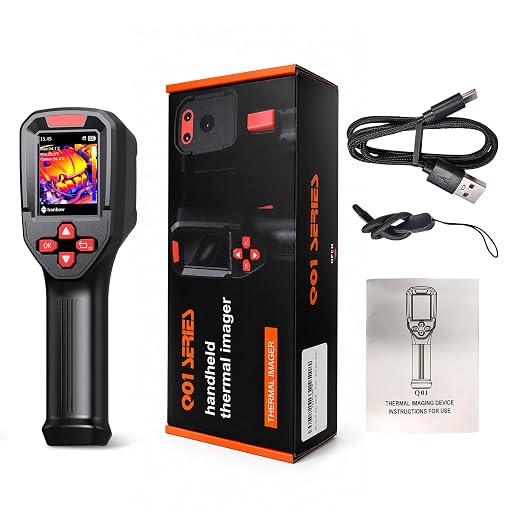 Mini Thermal Imager, Monocular Thermal Imager, 240 x 240 Infrared Resolution, HVAC Tool, Infrared Thermometer, Electrical Wiring Inspection — Black and Red (Black)
