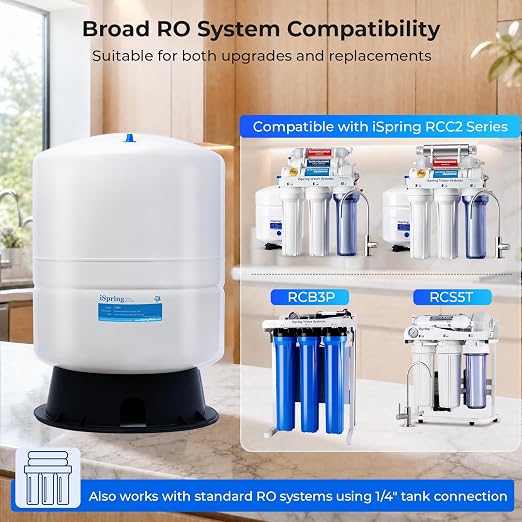 iSpring T11M 11 Gallon Pre-Pressurized Water Storage Reverse Osmosis Systems ro Tank, White