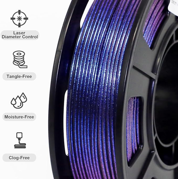 RepRapper Glitter Multicolor Mixed 250g*4 Sample Pack, Shiny Galaxy PLA Filament 1.75mm, Glow in the Dark Green 3D Printer Filament, Sparkle Laser Series 3D Printing Filament for 3D Printer