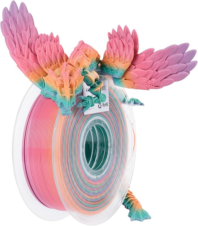 Conjure PETG Rainbow 3D Printer Filament, Candy Rainbow Green Pink Yellow Pureple Orange 1.75mm 3D Printing Filament 1KG/2.2lb