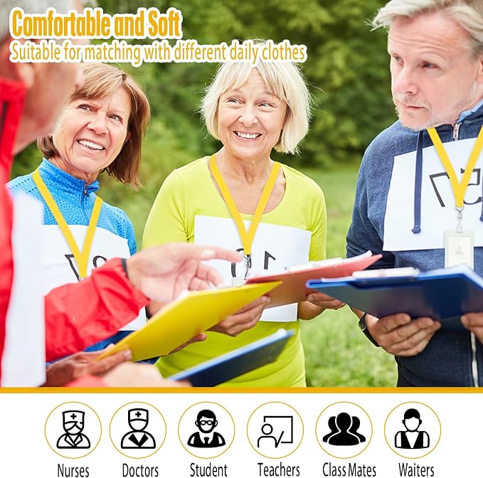 Patelai 120 Pcs Breakaway Lanyards with J Hook Bulk Flat for ID Badges Neck Badge Lanyards Card Nametag Holder Neck Straps (Yellow)