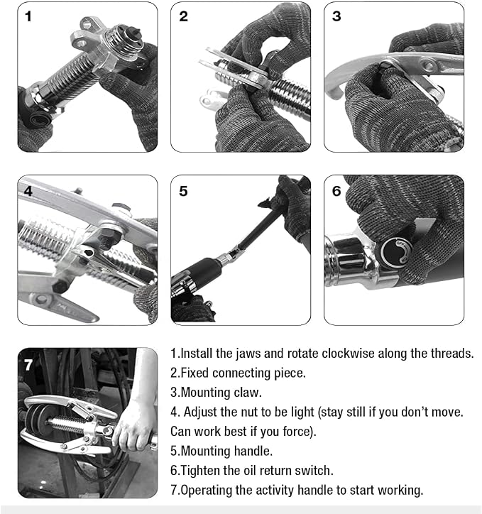 10 Ton Hydraulic Gear Puller Kit – 2 or 3 Jaws Bearing Hub Separator with Case for Hubs, Bearings, Gears