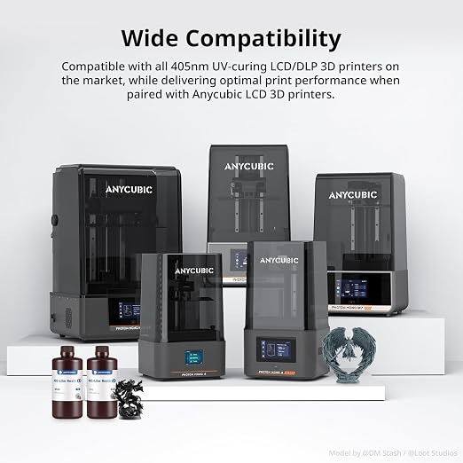 ANYCUBIC 2nd Gen Resin Technology ABS-Like Resin 2.0, 3D Printer Resin with High Toughness, More Precise Details, Low Odor, Wide Compatibility for All LCD Resin 3D Printers (HD Grey, 1kg)