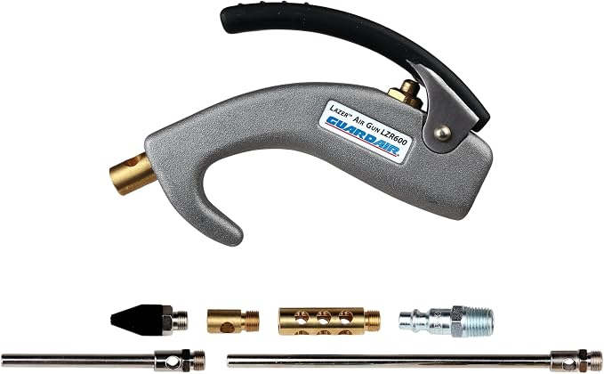 Guardair LZR6007KIT Lazer Series PalmSwitch Safety Air Gun 7-Piece Kit, 3" and 6" Venturi Extensions with 1/4" NPT Industrial Interchange Connector