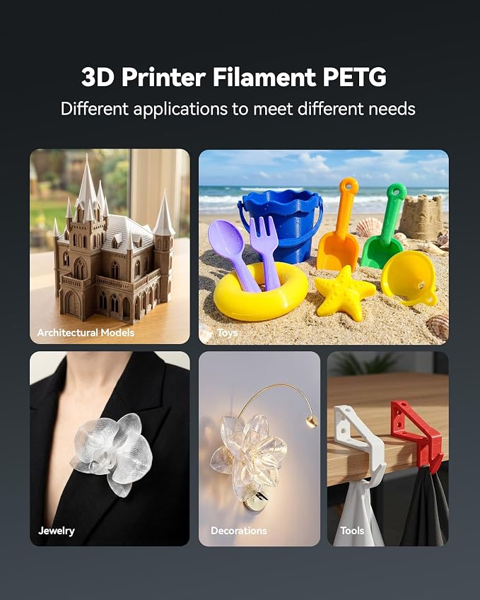 SUNLU PETG Filament 2KG, High Strength PETG 3D Printer Filament 1.75mm, Dimensional Accuracy +/- 0.02mm, 1KG Spool(2.2lbs), 2 Pack, Sunny Orange+Green
