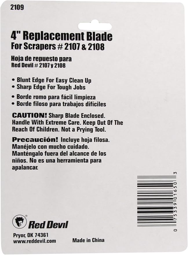 Red Devil 2109 4-Inch Double Edge Replacement Blade for Red Devil 2107 and 2108 Heavy-Duty Floor Scrapers