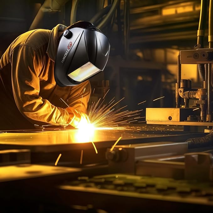 TRQWH Laser Welding Helmet OD8+ 190nm-450nm&900nm-1100nm Large Viewing Laser Safety Helmet Protective Mask Eye Protection for Laser Welding/Laser Cutting/Laser Cleaning/Laser Marking