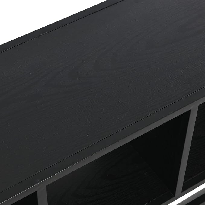 Household Essentials Black Oak & Iron Cubby Media Console Table