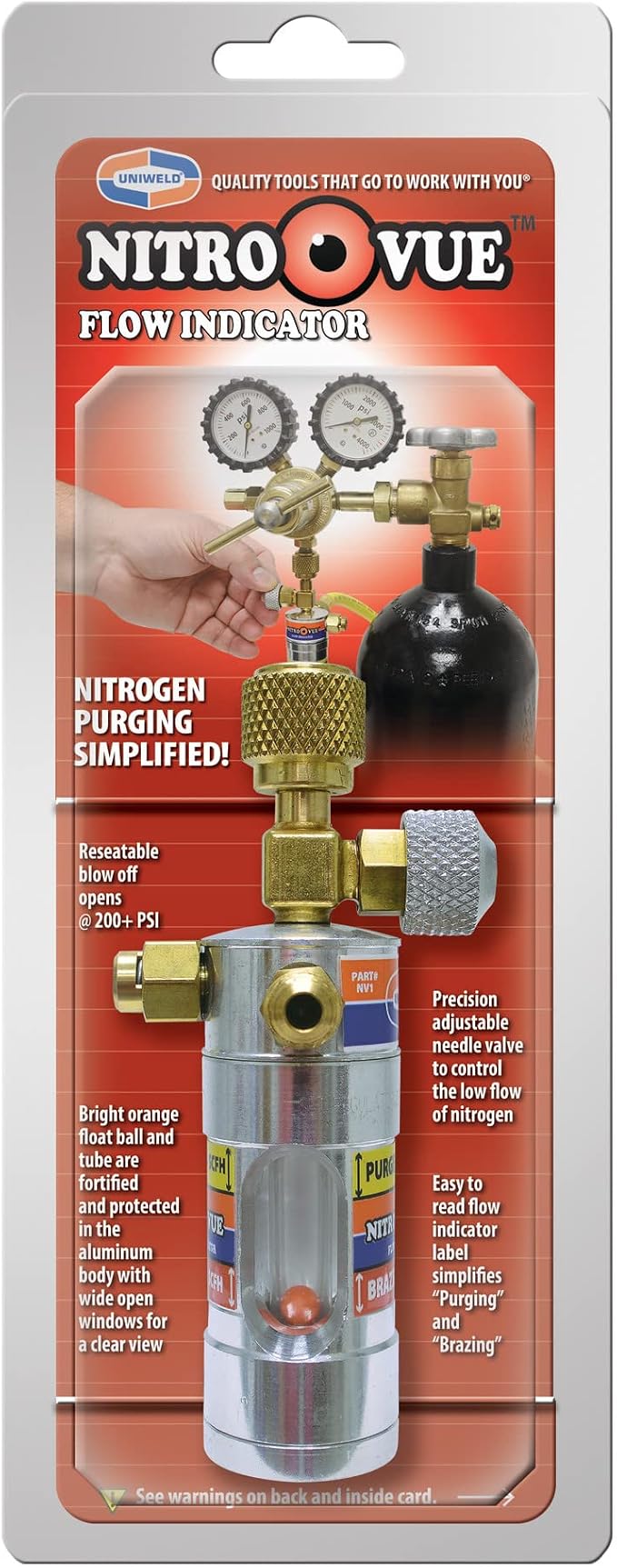 Uniweld NV1 NitroVue Nitrogen Flow Indicator, gold/silver, 7.7 oz.