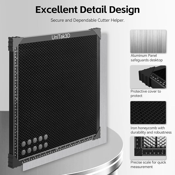 UniTak3D Honeycomb Laser Bed 400x400mm Working Table for XTool D1/D1 Pro/S9/S10/S30 Pro/RAY5 Engravers,Fast Heat Dissipation and Desktop Protection with Aluminum Plate(Working Area:14.17x14.17in)