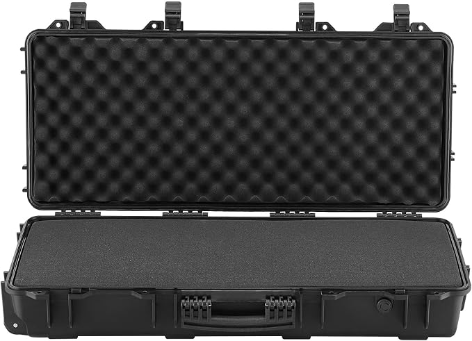 VEVOR Rifle Case, Rifle Hard Case with 4 Layers Fully-protective Foams, Lockable Hard Gun Case with Wheels, IP67 Waterproof & Crushproof, for Rifles or Shotguns