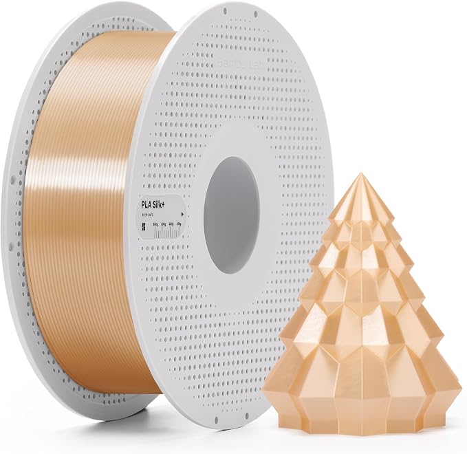 Bambu Lab PLA Silk+ Filament 1.75mm 1kg Spool - PLA 3D Printer Filament, Smooth Finish, Low Warp, Easy to Print, Compatible with Bambu Lab & Most FDM 3D Printers - Champagne (13404) - Spool
