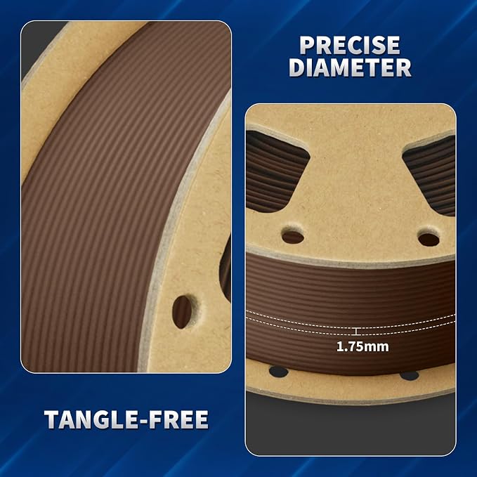 OVERTURE PLA Plus (PLA+) Filament 1.75mm, Stronger & More Durable, Professional Toughness 3D Printer Filament 1kg (2.2lbs), High Precision +/- 0.02mm, Tangle-Free (Chocolate)