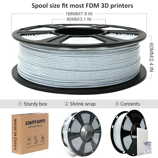 GIANTARM 3D Printer Filament, Marble Pla Filament, 1Kg(2.2lbs) Spool, 1.75mm Dimension Accuracy +/- 0.03mm, 3D Printing Filament