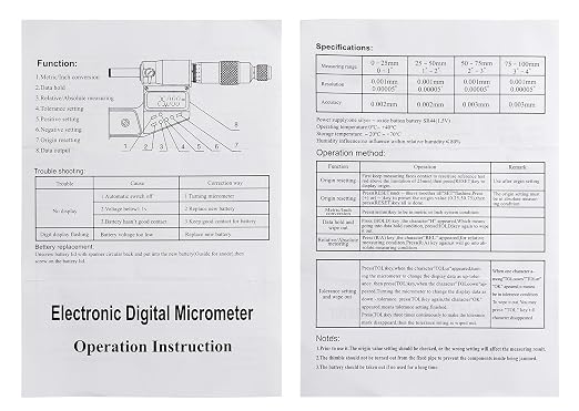 Accusize Industrial Tools 5-6''/125-150 mm 7 Keys Electronic Digital Outside Micrometers, 0.00005'' Or 0.001 mm Resolution, Ac21-6022 | IP54 Rated, 0.00005"/0.001 mm Resolution, 7-Key, ±0.003" Accuracy