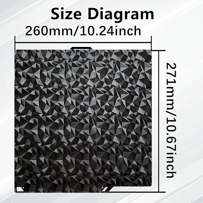 Diamond+Carbon Plate for ELEGOO Centauri Carbon Build Plate 260x271mm, Dual-Sided PEO PET Magnetic Spring Steel Bed CC/CC2 Plate, High-Temp Resistant Printing Surface for ELEGOO CC/CC2 3D Printer
