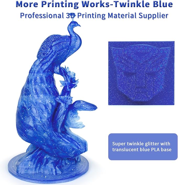 ZIRO 4 Packs Glitter 3D Printer Filament, Twinkle and Diamond Series Bundle, Sparkling Colorful 3D Material, Dimensional Accuracy +/-0.03mm, Fit Most FDM 3D Printer, 2.2lbs x 4 Spool