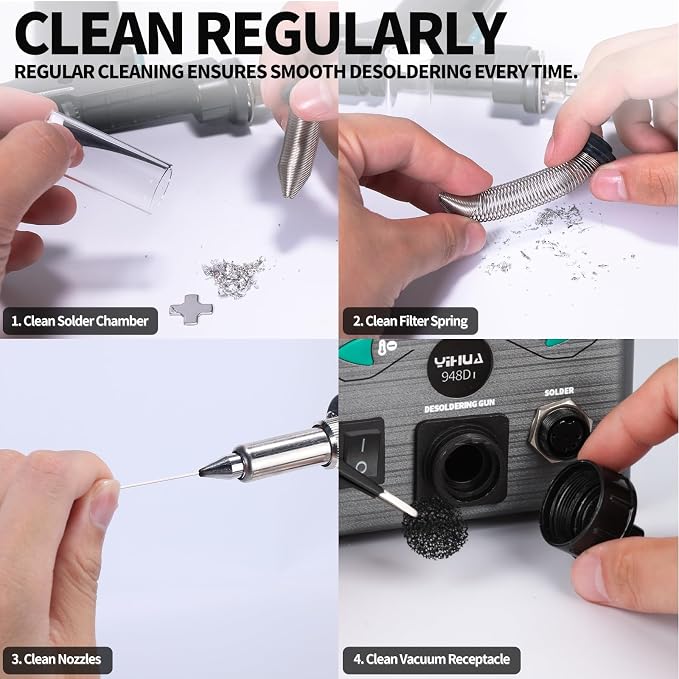 YIHUA 948D-I Desoldering Station 110W High Performance ESD-Safe with Temperature Control 716-896°F Adjustable, 3 Pre-set Channels, °C/°F Conversion, Auto Stand-by, Sleep Mode