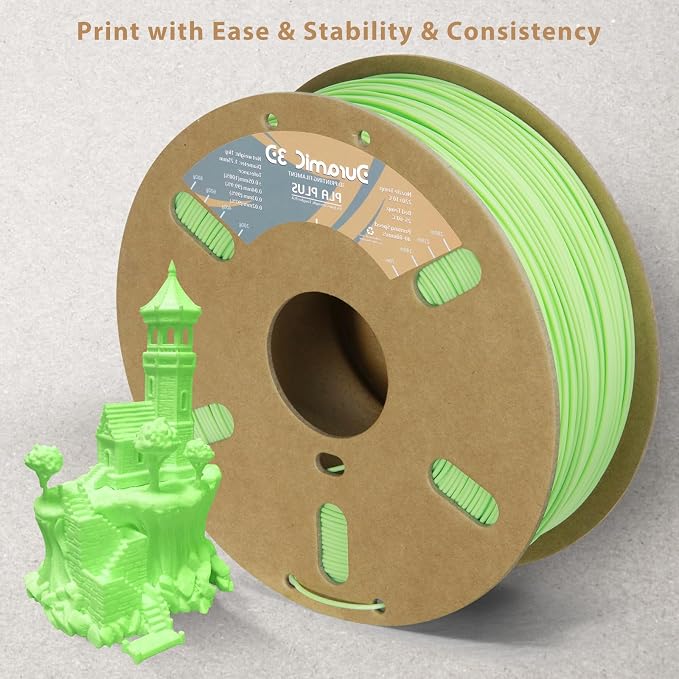 DURAMIC 3D PLA+ Printer Filament 1.75mm PLA Plus Neatly 1Kg Spool(2.2lbs) | PLA Pro Tougher and Stronger, Dimensional Accuracy Probability +/- 0.02mm Neon green