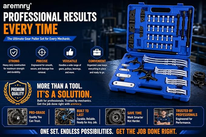 Gear Puller Set 3" 4" 6" 8" 2 and 3 Jaw Hub Puller Bearing Separator Suitable for Remove of Gears, Hubs, Ball Races, Bearings, Flywheels, Pulleys and Sprockets