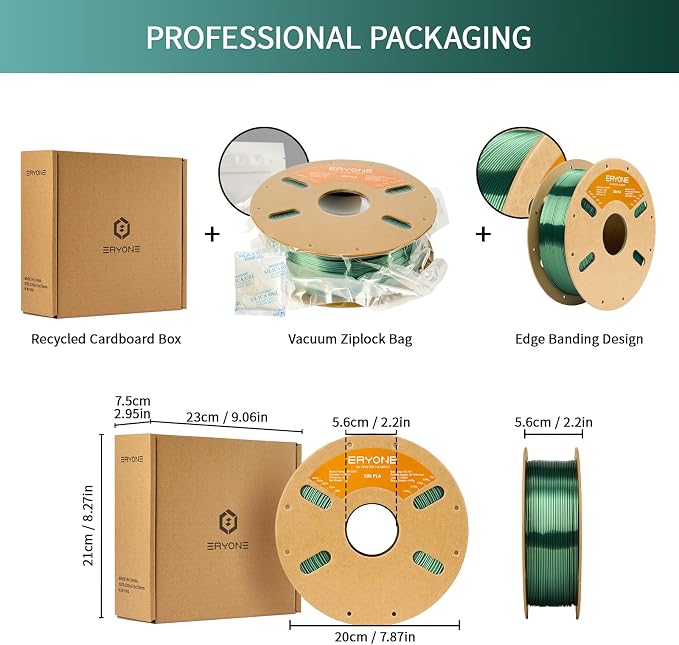 ERYONE Silk PLA Filament for 3D Printer 1.75mm +/- 0.03mm, Shiny Filament 1kg (2.1lbs)/Spool, Olive Green