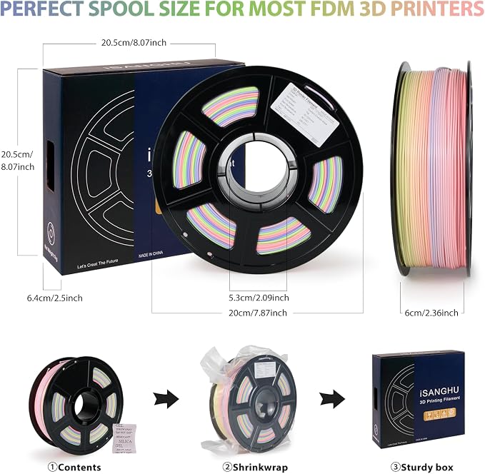 Colored ASA Filament 1.75 +/- 0.02mm - UV/Rain/Heat Resistant Durable 3D Printer Filament, No Warping, Non Odor & Fumes - Perfect for Outdoor Functional Mechanical Parts, 1kg (2.2lbs) Spools