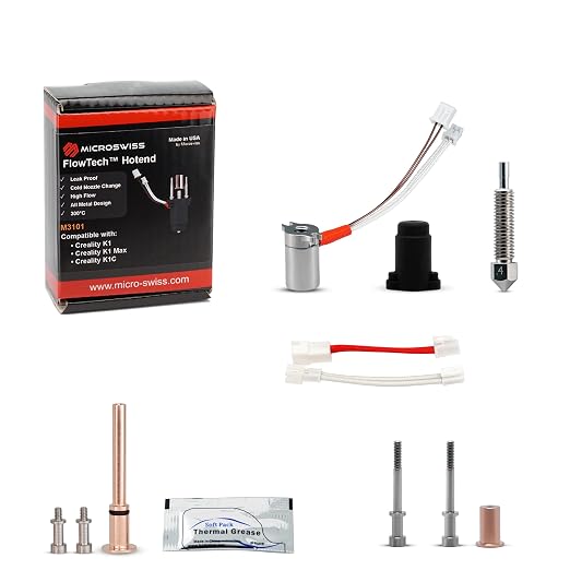 Microswiss FlowTech Hotend Upgrade for Creality Older and Newer K1 / K1 Max / K1C / K1 SE Pritners - Leakproof Nozzle - Cold Nozzle Change - High Flow - All Metal Design - Made in USA