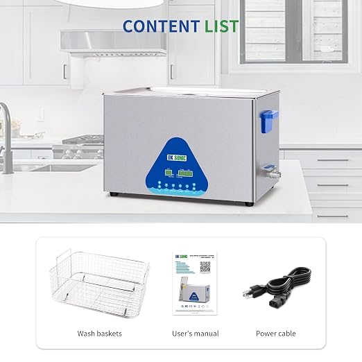 DK SONIC Ultrasonic Cleaner 30L,600W Industrial Ultrasonic Parts Cleaner with Heater&Timer, Digital Control&Basket, Multiple Functions for Motorcycle Engines,Carburetors, Chains