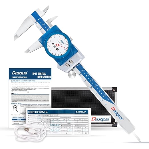 Dasqua Digital Dial Calipers 6"/150mm IP67, Resolution 0.0005", Accuracy ±0.001”, Inch/Metric/Fractional Conversion Measuring Tool