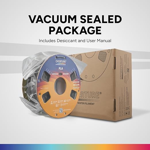 OVERTURE High Speed PLA Filament 1.75mm, Neatly Wound 3D Printer Filament 3kg Spool (6.6lbs) Rapid PLA, Dimensional Accuracy +/- 0.02 mm, Fit Most FDM 3D Printers (Black 3KG-1 Pack)
