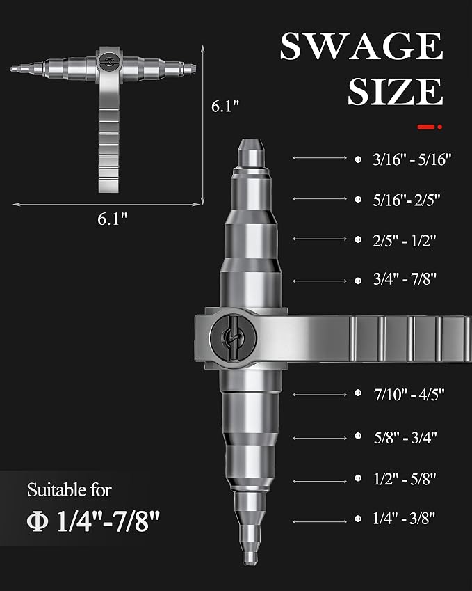 Wisscool Swaging Tool Pipe Tube Expander Hand Expanding Tool Refrigeration Tube Expander for Copper 1/4in-7/8in