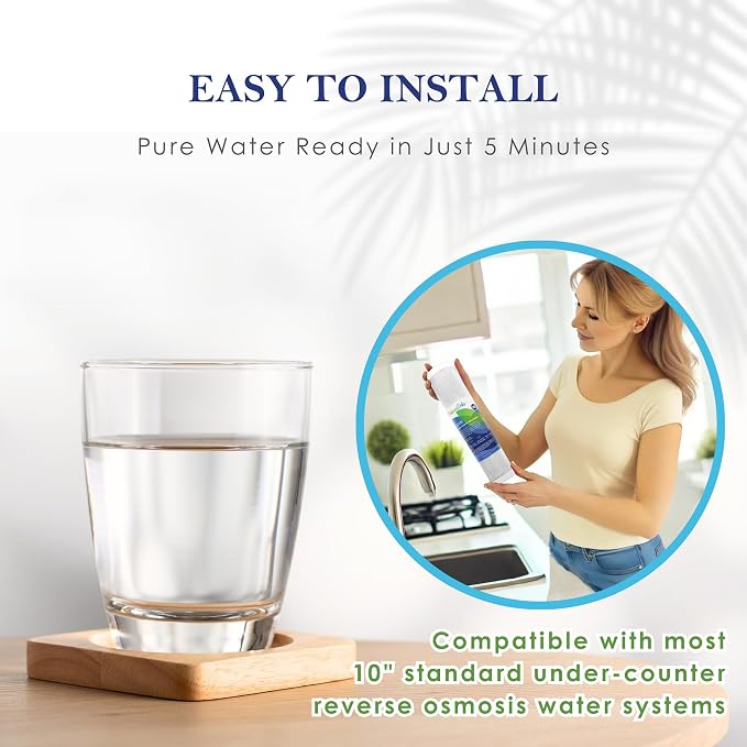 NSF Certified 3 Stage Reverse Osmosis RO Water Filters Replacement | Universal 10” Water Filter System Compatible, 3 Stage (CTO*2, PP*1)
