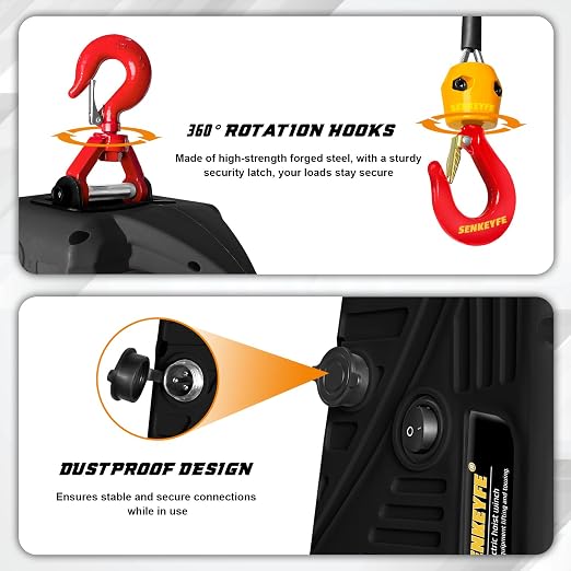 Power Electric Portable Hoist Winch 1100LBS, 3 in 1 Electric Cable Hoist 110V 25 FT with Lifting Strap, Electric Hoist Lift Ceiling Winch for Lifting Towing