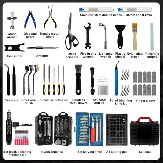 221Pcs 3D Printer Tool Kit, 3D Printer Accessories Bring Tool Box Includes Deburring Tool, Suitable for 3D Printing Disassembly, Cleaning and Precision Machining Toolboxes