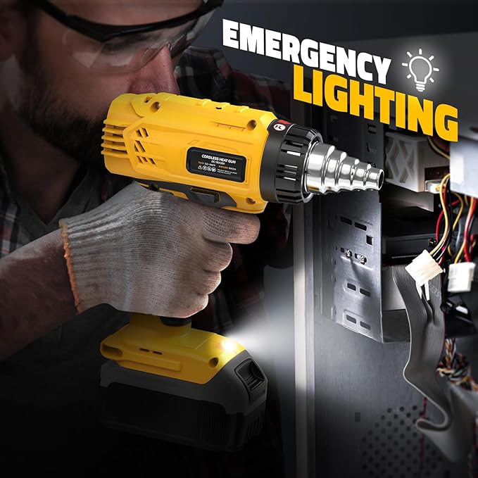 LIVOWALNY Heat Gun Compatible with Dewalt 20v Battery(Tool Only):350W Cordless Battery Powered Heat Gun 122℉~1022℉ Variable Temperature Heat Shrink Gun w/LED Digital Display for Shrink Tubing,DIY