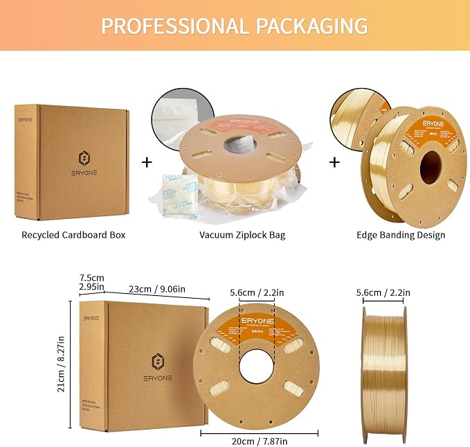 ERYONE Silk PLA Filament for 3D Printer 1.75mm +/- 0.03mm, Shiny Filament 1kg (2.1lbs)/Spool, Light Cream Yellow