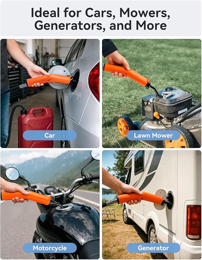 Fuel Transfer Pump, 3GPM Battery Powered Electric Siphon Pump for Gasoline Diesel Water, with All-Weather Hose, Portable Gas Can Pump for Fuel Transfer, Ultra-Fast Oil Transfer Pump