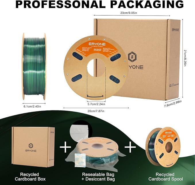 ERYONE Silk Tri Color PLA Filament 3D Printer 1.75mm +/- 0.03mm, Multicolor Filament Tricolor PLA 1KG(2.2lbs) Cardboard Spool, Dark Green & Midnight Blue & Black