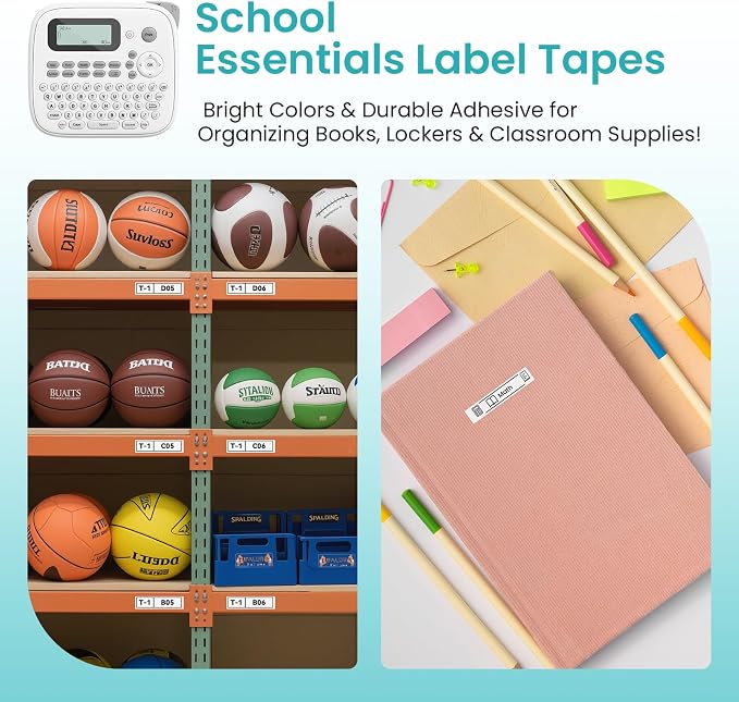 Label Maker Machine with 4 Tapes, D210s Labelmaker, Replacement for Brother Ptouch Label Maker Machine, Waterproof Removable Freezer Food-Labels for Jars/Containers/Bottle