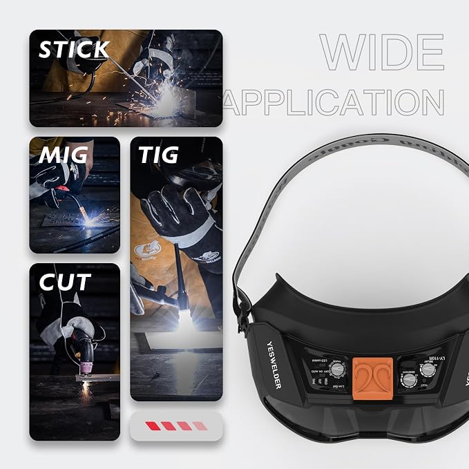 YESWELDER Auto Darkening Welding Goggles with Mask, LED Lighting & TYPE-C Charging, True Color 4 Arc Sensor Welding Glasses Welder Mask Welding Helmet for TIG MIG ARC Plasma Cut