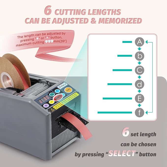 Automatic Ribbon Dispenser, Electric Ribbon/Tape Cutting Machine, for 6-60mm Width, Max 999mm Length Available, Automatic Silicone Wheel Tape Dispenser