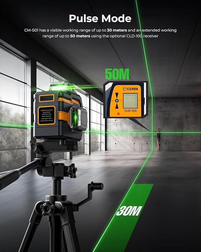 3x360° Laser Level with Remote&APP Control, Green Self Leveling Cross Line Laser for Construction and Picture Hanging, 3D Vertical/Horizontal Line, Magnetic Rotating Stand Included