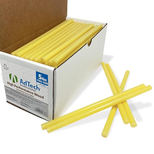 AdTech Professional High Performance Wood High Temp Industrial Bond Hot Glue Sticks 10" Amber
