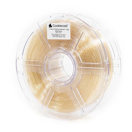 Cookiecad PETG Filament 1.75mm 1kg Glitter Translucent 3D Printer Filament - Gold Dust PETG